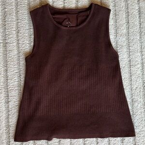 Brown Ribbed Tank Top